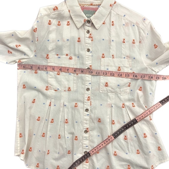 Maeve Anthropologie Miette Tee Pee Print Button Down Shirt Women's Size 2 - Picture 9 of 12